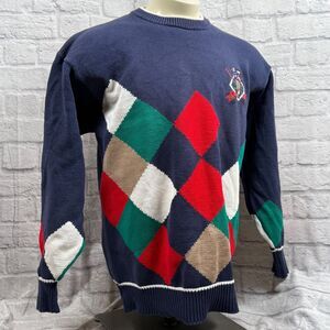Vintage Cotton Traders Sport Golf Sweater Men's XL Heavyweight Argyle Knitted